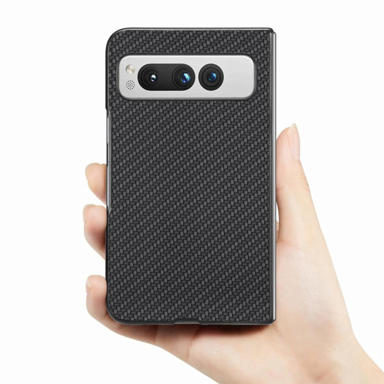 For Google Pixel Fold Carbon Fiber Texture Leather Back Cover Phone Case(Black) - Google Cases by buy2fix | Online Shopping UK | buy2fix