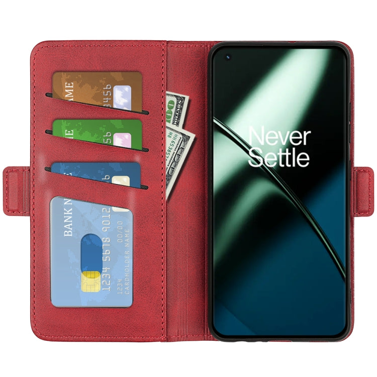 For OnePlus 11 Dual-side Magnetic Buckle Leather Phone Case(Red) - OnePlus Cases by buy2fix | Online Shopping UK | buy2fix