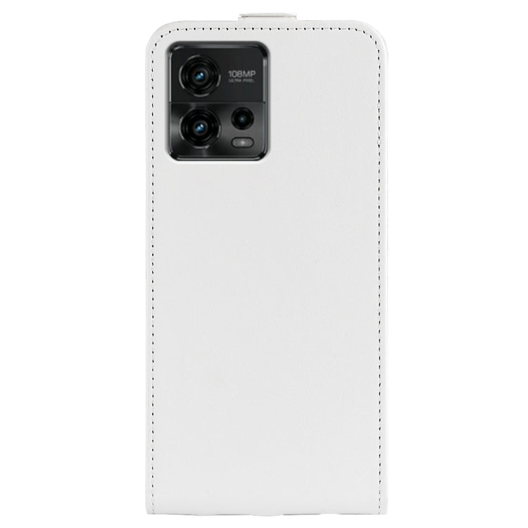 For Motorola Moto G72 R64 Texture Single Vertical Flip Leather Phone Case(White) - Motorola Cases by buy2fix | Online Shopping UK | buy2fix