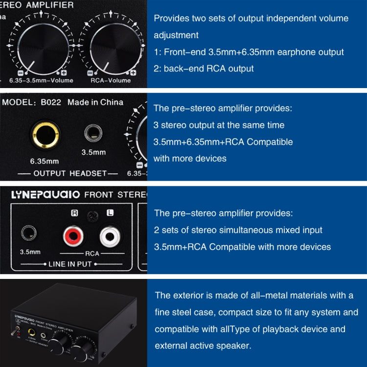 B022 Pre-Stereo Signal Amplifier Volume Booster Headphones Active Speaker Preamp Audio Amplifier -  by buy2fix | Online Shopping UK | buy2fix