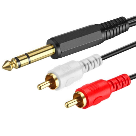 JUNSUNMAY 6.35mm Male TRS Stereo Plug to 2 RCA Phono Male Audio Cable Connector, Length:1.5m - RCA Cable by JUNSUNMAY | Online Shopping UK | buy2fix