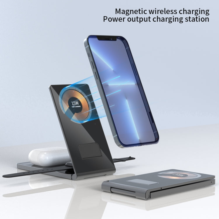 T05 Foldable 15W Magnetic Wireless Charger for iPhone 14/13/12 / iWatch / AirPods - Wireless Charger by buy2fix | Online Shopping UK | buy2fix