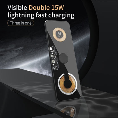 T06 Dual 15W Fast Charging Pad 3 in 1 Transparent Magnetic Phone Wireless Charger - Wireless Charger by buy2fix | Online Shopping UK | buy2fix