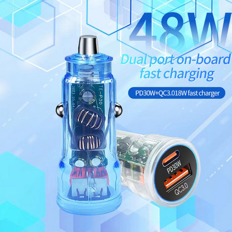 P35 48W PD30W+QC3.0 18W USB Transparent Car Quick Charge(Transparent) - Car Charger by buy2fix | Online Shopping UK | buy2fix