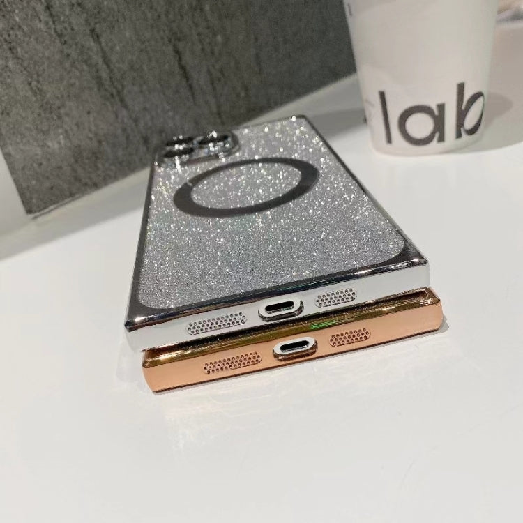 For iPhone 14 Square Gradient Magsafe Electroplating TPU Phone Case(Silver) - iPhone 14 Cases by buy2fix | Online Shopping UK | buy2fix