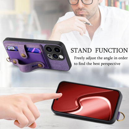 For iPhone 15 Pro Max Retro Cross Wristband Wallet Leather Back Phone Case(Purple) - iPhone 15 Pro Max Cases by buy2fix | Online Shopping UK | buy2fix