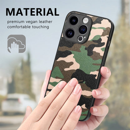 For iPhone 15 Pro Max Retro Camouflage Leather Back Phone Case(Green) - iPhone 15 Pro Max Cases by buy2fix | Online Shopping UK | buy2fix