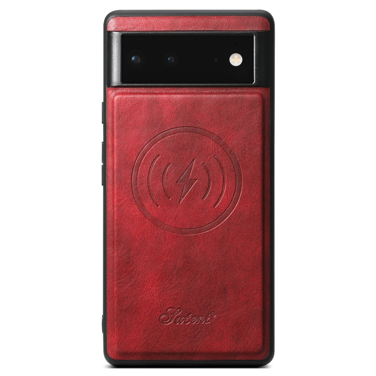 For Google Pixel 6 Pro Suteni H15 Oil Eax Leather Detachable Wallet Back Phone Case(Red) - Google Cases by Suteni | Online Shopping UK | buy2fix