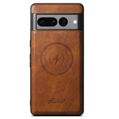 For Google Pixel 8a Suteni H15 Oil Eax Leather MagSafe Detachable Wallet Back Phone Case(Brown) - Google Cases by Suteni | Online Shopping UK | buy2fix