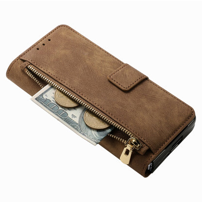 For Samsung Galaxy Z Fold4 Retro MagSafe Magnetic Zipper Wallet Leather Phone Case(Brown) - Galaxy Z Fold4 5G Cases by buy2fix | Online Shopping UK | buy2fix