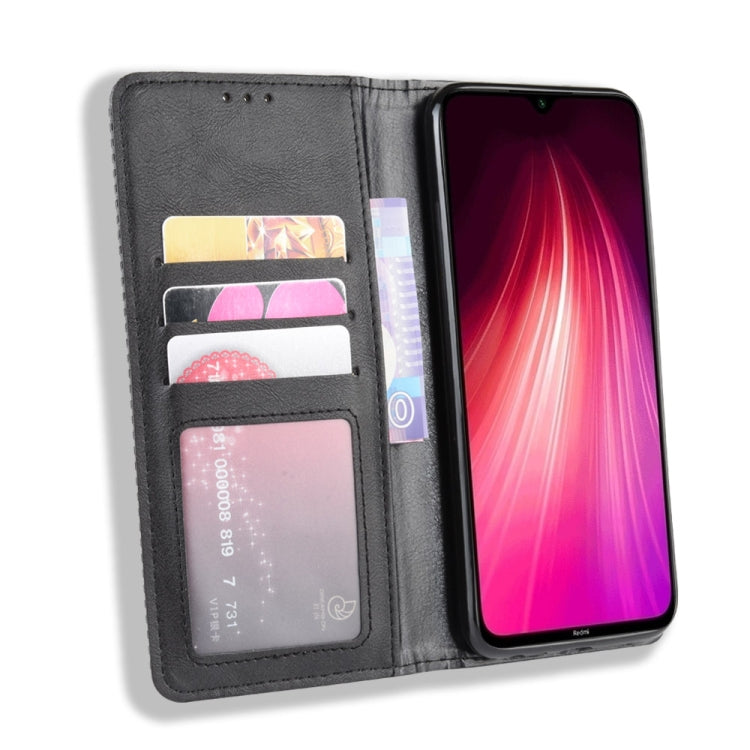 For Xiaomi Redmi Note 8 Magnetic Buckle Retro Crazy Horse Texture Horizontal Flip Leather Case  , with Holder & Card Slots & Photo Frame(Black) - Xiaomi Cases by buy2fix | Online Shopping UK | buy2fix