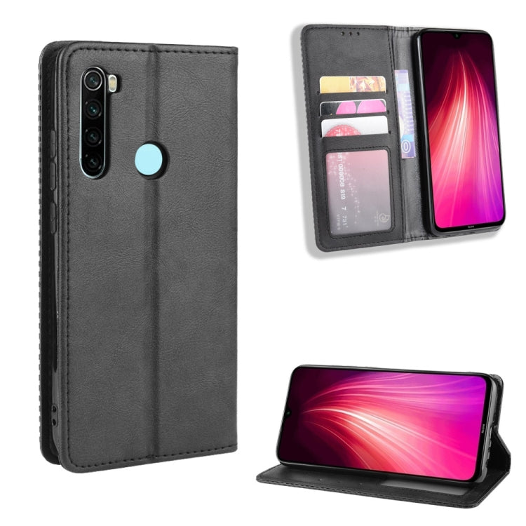 For Xiaomi Redmi Note 8 Magnetic Buckle Retro Crazy Horse Texture Horizontal Flip Leather Case  , with Holder & Card Slots & Photo Frame(Black) - Xiaomi Cases by buy2fix | Online Shopping UK | buy2fix