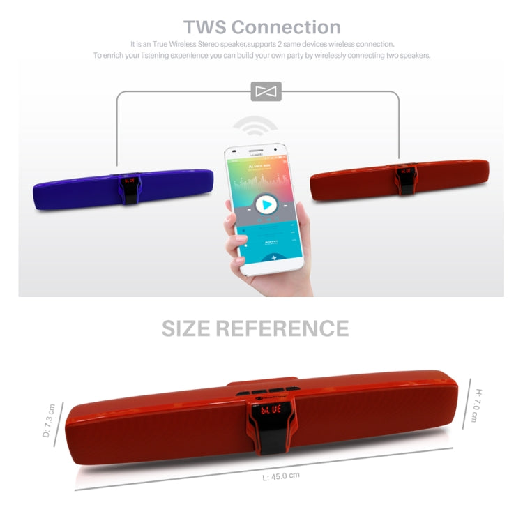 New Rixing NR7017 TWS Portable 10W Stereo Surround Soundbar Bluetooth Speaker with Microphone(Red) - Desktop Speaker by New Rixing | Online Shopping UK | buy2fix