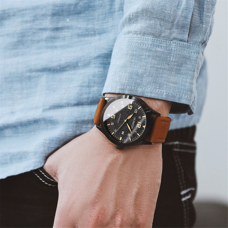 Ochstin 62028 Fashion Fully Automatic Mechanical Watch Waterproof Men  Leisure Mechanical Watch Calendar Leather Watch(Coffee) - Leather Strap Watches by OCHSTIN | Online Shopping UK | buy2fix