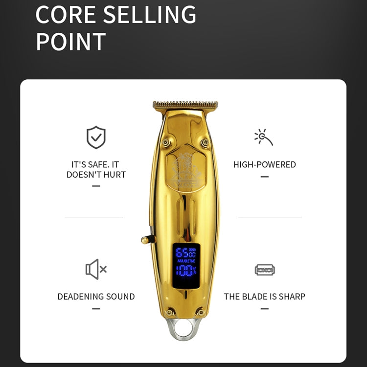 VGR V-220 5W USB Portable Metal Hair Clipper with LCD Display (Gold) - Hair Trimmer by VGR | Online Shopping UK | buy2fix