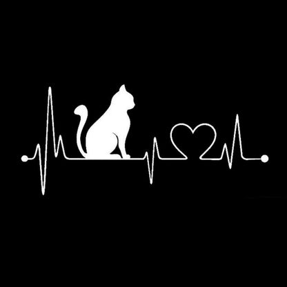 10 PCS Cat Heartbeat Lifeline Shape Vinyl Decal Creative Car Stickers Car Styling Truck Accessories, Size: 26.5x12cm (Silver) - Decorative Sticker by buy2fix | Online Shopping UK | buy2fix