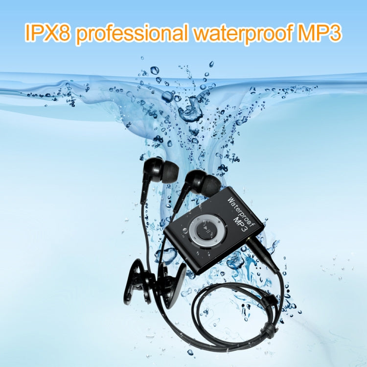 C26 IPX8 Waterproof Swimming Diving Sports MP3 Music Player with Clip & Earphone, Support FM, Memory:8GB(Black) - Consumer Electronics by buy2fix | Online Shopping UK | buy2fix