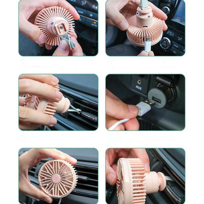 Car Vent Fan Multi-function USB Interface Mini LED Lamp Car Fan(Black) - Heating & Fans by buy2fix | Online Shopping UK | buy2fix