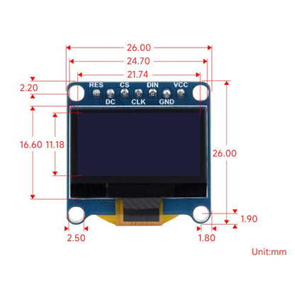 Waveshare 0.96 inch OLED Display Module, 128×64 Resolution, SPI / I2C Communication(D White) - Boards & Shields by Waveshare | Online Shopping UK | buy2fix