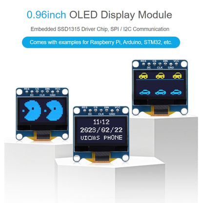 Waveshare 0.96 inch OLED Display Module, 128×64 Resolution, SPI / I2C Communication(D White) - Boards & Shields by Waveshare | Online Shopping UK | buy2fix