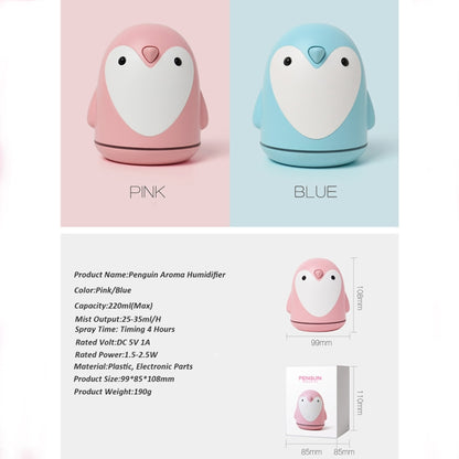 220ml Aroma Humidifier Cute Penguin USB Air Diffuser Home Office Car Mist Maker Air Purifier(Pink) - Home & Garden by buy2fix | Online Shopping UK | buy2fix