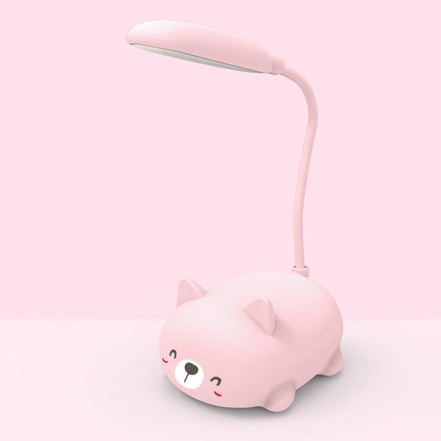 Cartoon Cat Design LED Eye Protection Reading Lamp USB Rechargeable Desk Lamp(Pink) -  by buy2fix | Online Shopping UK | buy2fix