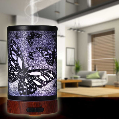 Butterfly Pattern Air Humidifier Essential Oil Diffuser Mist Maker Colorful LED Lamp  Diffuser Aromatherapy Air Purifier, Plug Type:US Plug(Black) - Home & Garden by buy2fix | Online Shopping UK | buy2fix