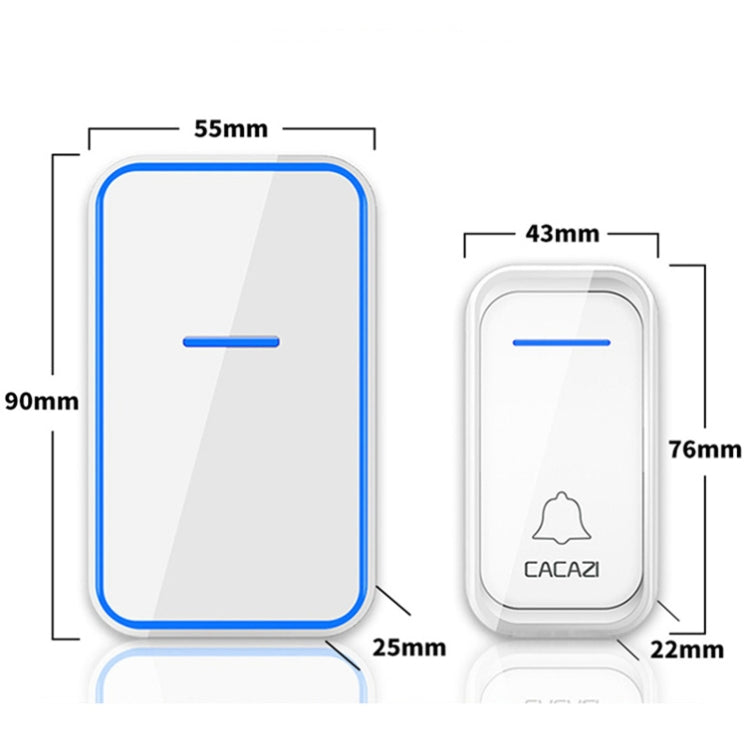 CACAZI A68-2 One to Two Wireless Remote Control Electronic Doorbell Home Smart Digital Wireless Doorbell, Style:EU Plug(White) - Security by CACAZI | Online Shopping UK | buy2fix