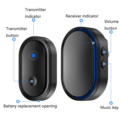 CACAZI A99 Home Smart Remote Control Doorbell Elderly Pager, Style:EU Plug(Silver) - Wireless Doorbell by CACAZI | Online Shopping UK | buy2fix