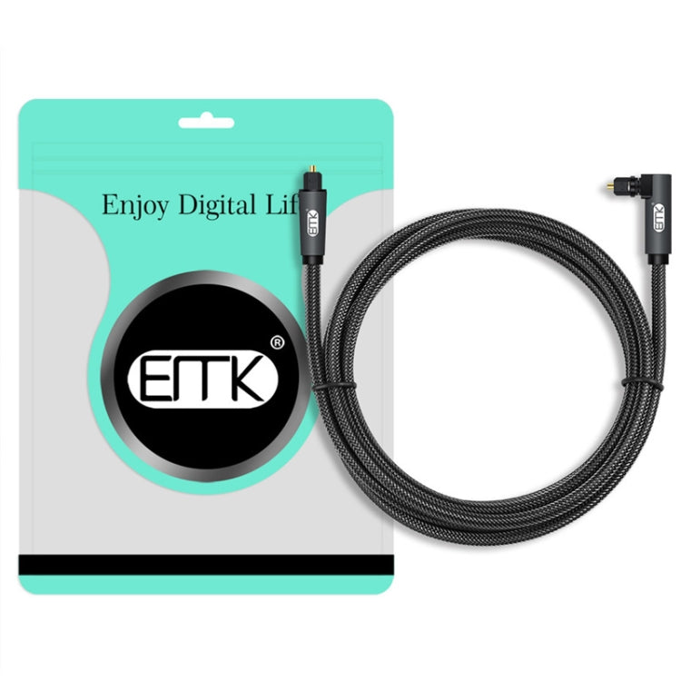 EMK 90 Degree Swivel Adjustable Right Angled 360 Degrees Rotatable Plug Nylon Woven Mesh Optical Audio Cable, Cable Length:10m(Black) - Audio Optical Cables by EMK | Online Shopping UK | buy2fix