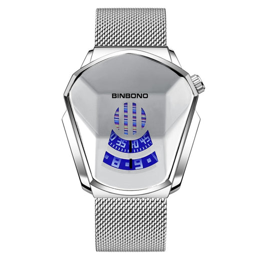 BINBOND Locomotive Concept Watch Men Live Black Technology Watch(White Net Belt-White Steel-White Face) - Metal Strap Watches by BINBOND | Online Shopping UK | buy2fix