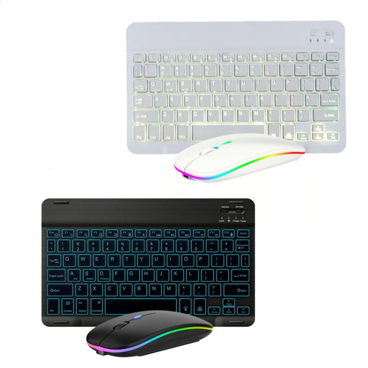 10 Inch RGB Colorful Backlit Bluetooth Keyboard And Mouse Set For Mobile Phone / Tablet(Black) -  by buy2fix | Online Shopping UK | buy2fix