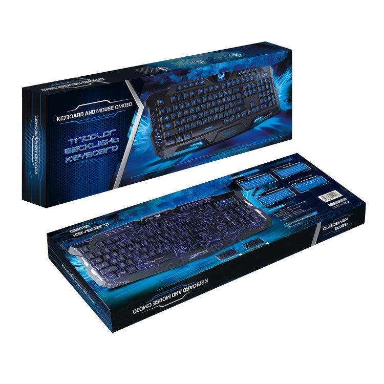 HXSJ J60 Crack Three-color Backlit Keyboard And Colorful Backlit Mouse Set(Russian + English Keyboard) - Wired Keyboard by HXSJ | Online Shopping UK | buy2fix