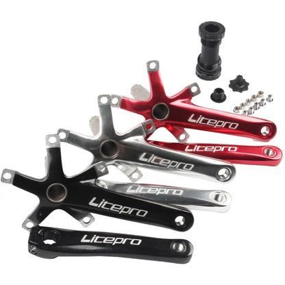 Litepro Folding Bicycle LP Hollow One-piece Crank Tooth Disc Bottom Axle Modified SP8, Style:Left and Right Crank+Bottom Bracket(Black) - Bottom Brackets by Litepro | Online Shopping UK | buy2fix