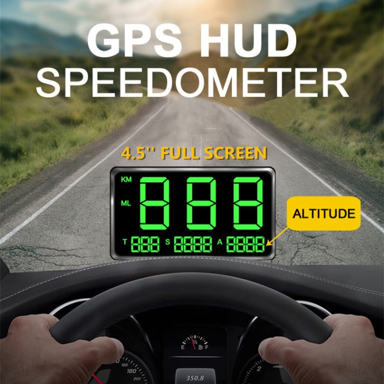 Kingneed C80 4.5inch HUD Car Head-up Display GPS Speed Meter Overspeed Alarm Mileage Altitude Clock(Black) - In Car by Kingneed | Online Shopping UK | buy2fix