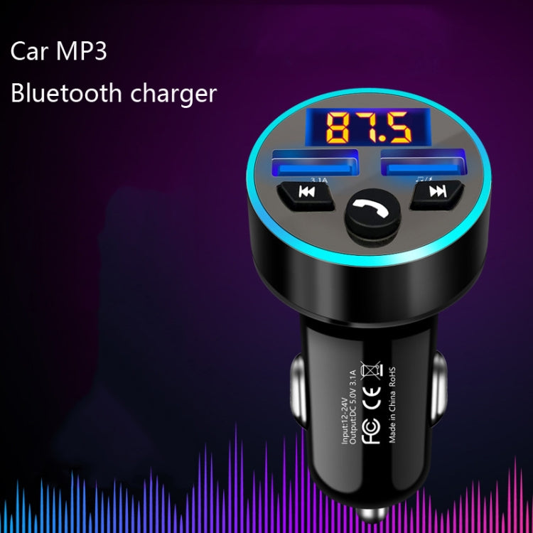 Halo Car MP3 Bluetooth Player Car Charger Car FM Transmitter 3.1A Car Charger(Snow Silver) - In Car by buy2fix | Online Shopping UK | buy2fix