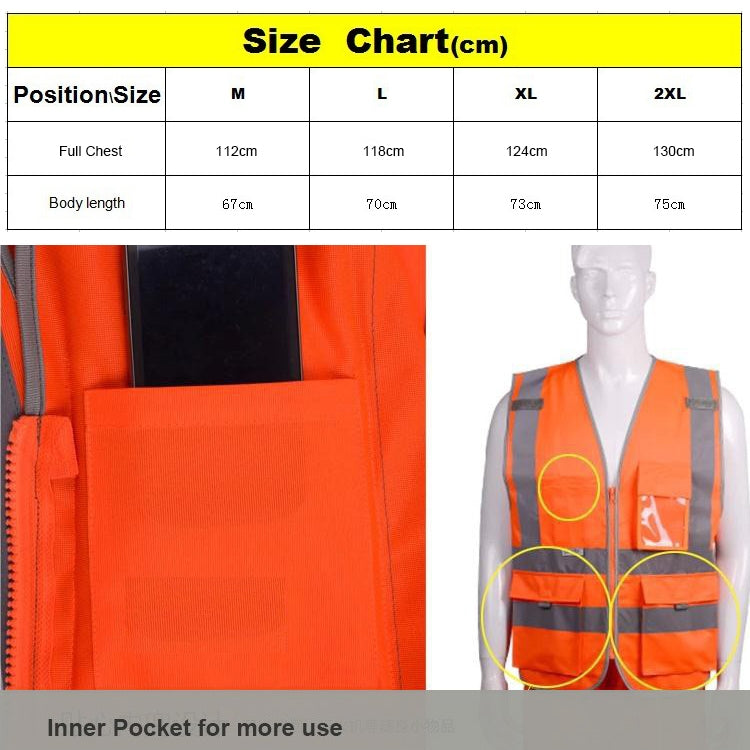 Multi-pockets Safety Vest Reflective Workwear Clothing, Size:L-Chest 118cm(Green) - Reflective Safety Clothing by buy2fix | Online Shopping UK | buy2fix