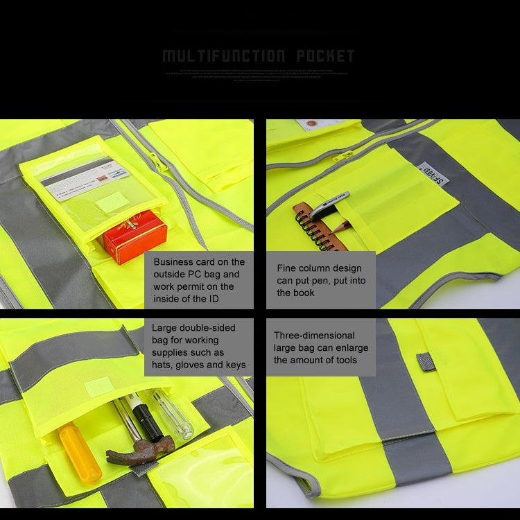 Multi-pockets Safety Vest Reflective Workwear Clothing, Size:L-Chest 118cm(Yellow) - Reflective Safety Clothing by buy2fix | Online Shopping UK | buy2fix