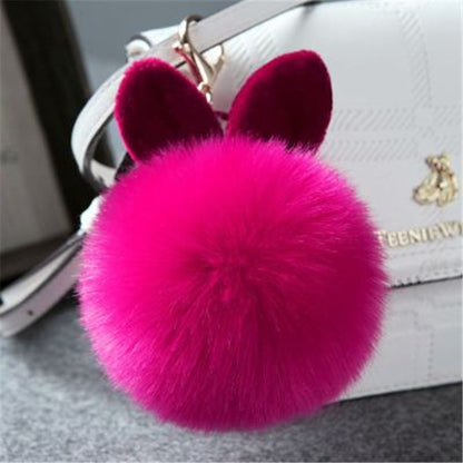 Fur Pom Keychains Fake Rabbit Fur Ball Keychain(magenta) - Key Rings by buy2fix | Online Shopping UK | buy2fix