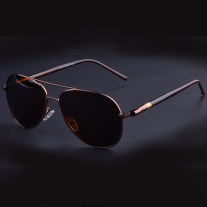 Men Oversized Aviation Metal Frame Spring Temple Polarized Sunglasses Male  Pilot Male Driving Sun Glasses(Coffee Frame) - Sunglasses by buy2fix | Online Shopping UK | buy2fix
