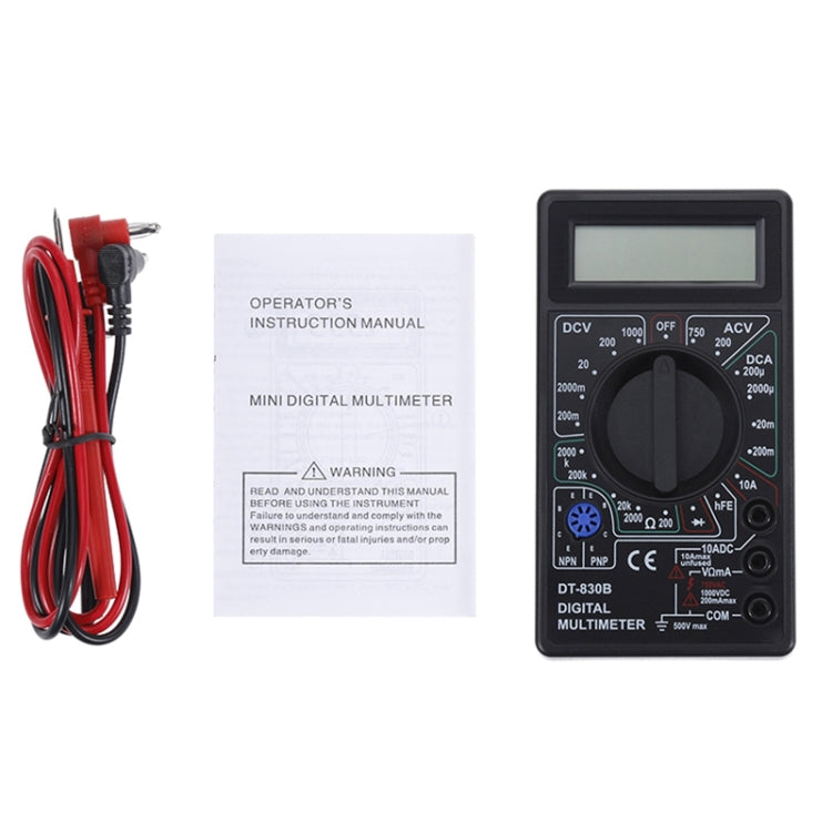 DT-830B Handheld Digital Multimeter Ammeter Voltmeter Digital Display Universal Tester Meter(Black) - Voltage Detector by buy2fix | Online Shopping UK | buy2fix