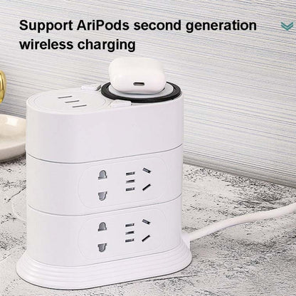 Mobile Phone Wireless Charging Socket Creative Smart USB Power Strip Multi-Function Desktop Vertical Power Strip, CN Plug, Specification: 5 Meters, Style:2 Layer(Black) - Consumer Electronics by buy2fix | Online Shopping UK | buy2fix