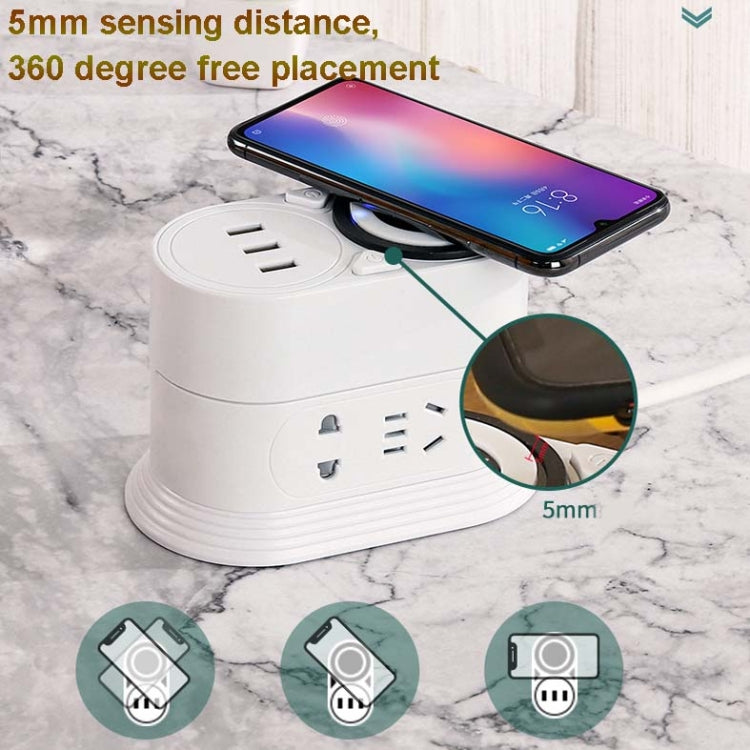 Mobile Phone Wireless Charging Socket Creative Smart USB Power Strip Multi-Function Desktop Vertical Power Strip, CN Plug, Specification: 1.8 Meters, Style:3 Layer(Black) - Consumer Electronics by buy2fix | Online Shopping UK | buy2fix