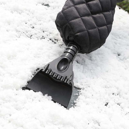 Vehicle-mounted Retractable Snow Shovel With Plush Gloves To Keep Warm Snow Removal Frost And Deicing Tools(Black Gloves) - Ice Scraper by buy2fix | Online Shopping UK | buy2fix