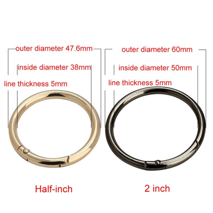 10pcs Zinc Alloy Spring Ring Metal Open Bag Webbing Keychain, Size:Half-inch Black - In Car by buy2fix | Online Shopping UK | buy2fix