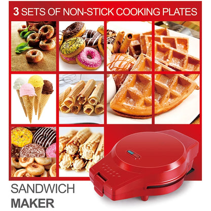 3-in-1 Multi-Function Eleictric Baking Pan Breakfast Maker Donut Sandwich Waffle Maker Pizza Maker, EU Plug - Home & Garden by buy2fix | Online Shopping UK | buy2fix