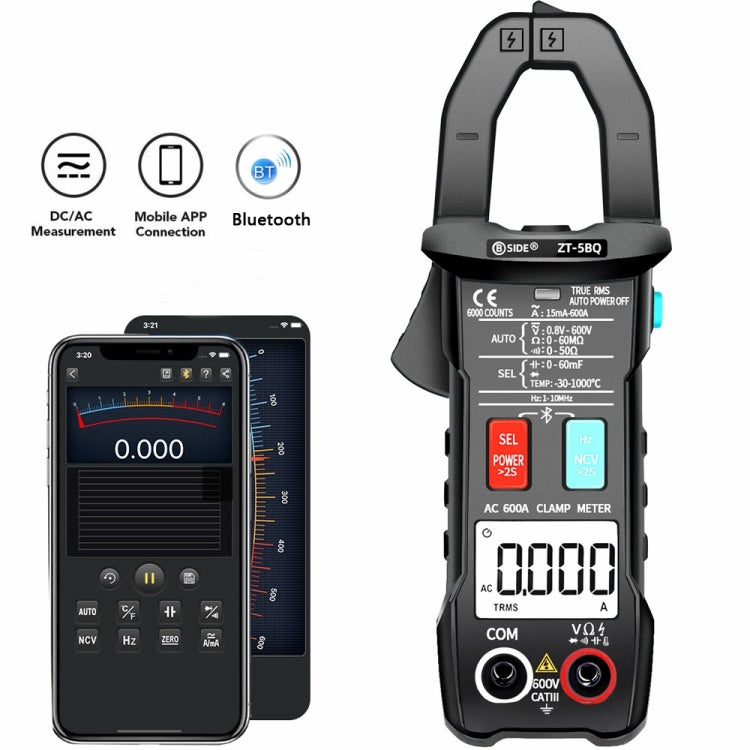 BSIDE  Bluetooth 5.0 6000 Words High Precision Smart AC Clamp Meter, Specification: ZT-5BQ - Digital Multimeter by BSIDE | Online Shopping UK | buy2fix