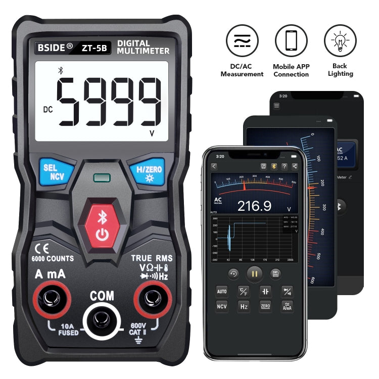 BSIDE ZT-5B Smart Bluetooth 6000 Words Automatic Range Digital Multimeter - Consumer Electronics by BSIDE | Online Shopping UK | buy2fix