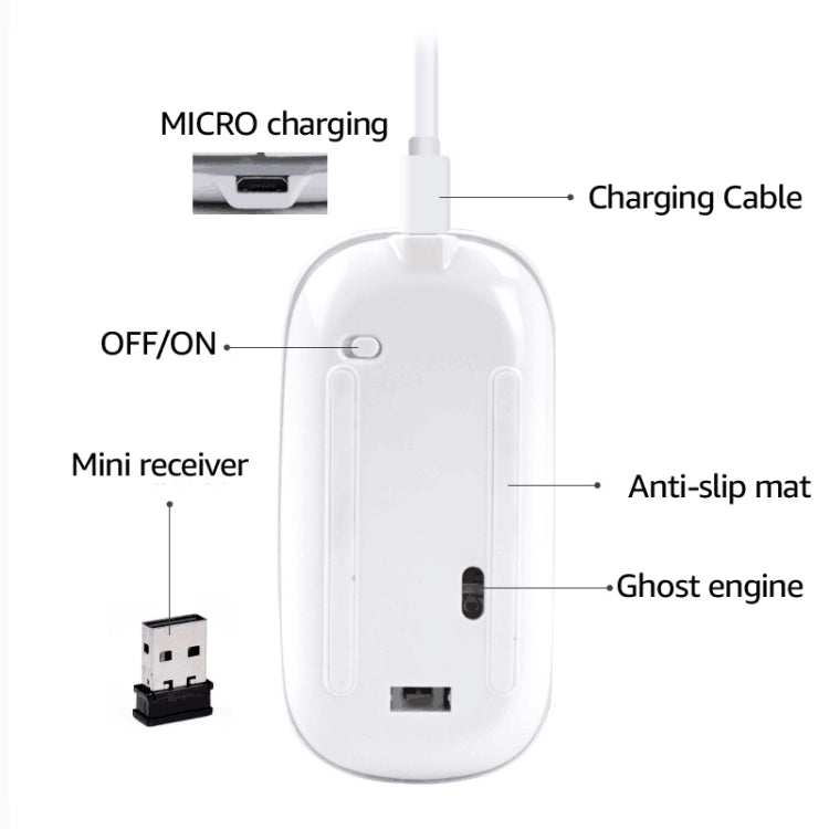 iMICE  E-1300 4 Keys 1600DPI Luminous Wireless Silent Desktop Notebook Mini Mouse, Style:Charging Luminous Edition(Black) - Wireless Mice by iMICE | Online Shopping UK | buy2fix