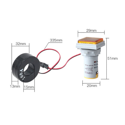 AD16-22FVA Square Signal Indicator Type Mini Digital Display AC Voltage And Current Meter(Red) - Consumer Electronics by buy2fix | Online Shopping UK | buy2fix